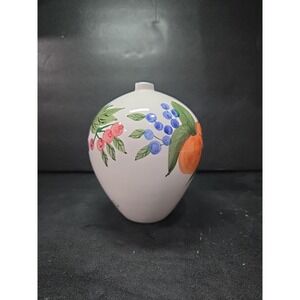 Italian Floral Bud Vase, Vintage Hand Painted Vase, Orange Blue Paint Home Decor